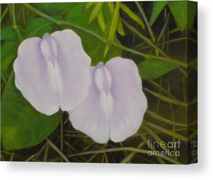 Botanical Canvas Print featuring the painting Hello  Psssst  Down Here by M J Venrick
