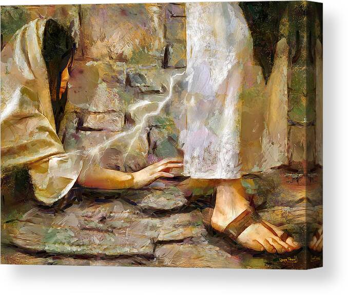 Hem Of His Garment Canvas Print featuring the painting Hem Of His Garment by Wayne Pascall