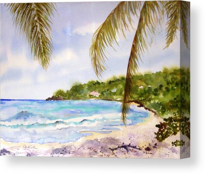 Caribbean Canvas Print featuring the painting High Tide at Brewers by Diane Kirk