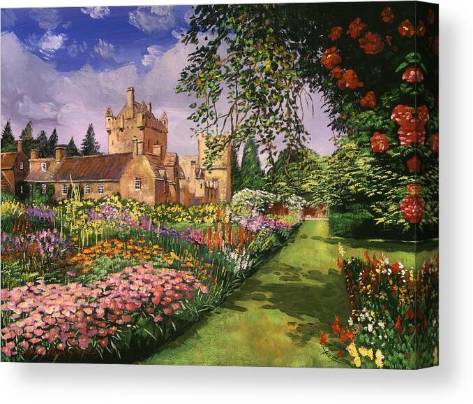 Gardens Canvas Print featuring the painting Highland Cawdor Castle by David Lloyd Glover