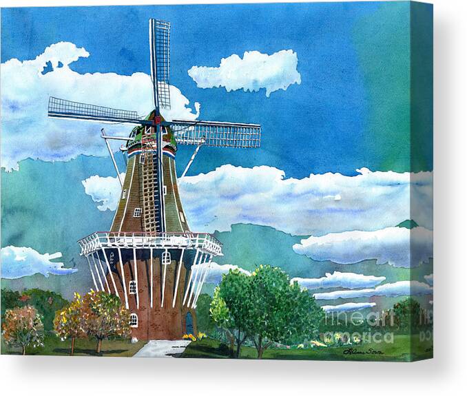 Holland Canvas Print featuring the painting Holland Michigan Windmill by LeAnne Sowa
