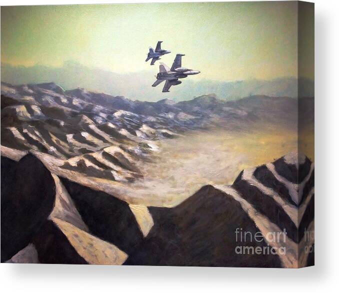 Usmc Canvas Print featuring the painting Hornets over Afghanistan by Stephen Roberson