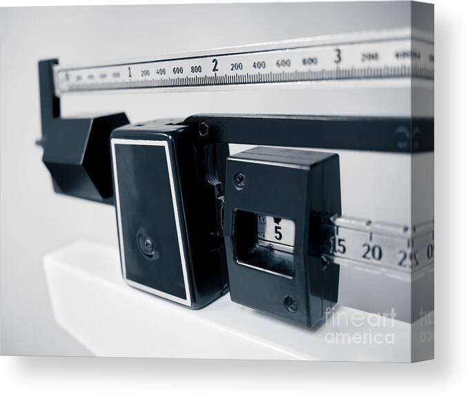 Hospital Canvas Print featuring the photograph Hospital Medical Sliding Weight Beam Scale by Paul Velgos