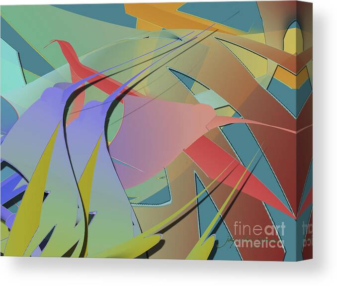 Abstract Canvas Print featuring the digital art Hummingbird Convention by Jacqueline Shuler
