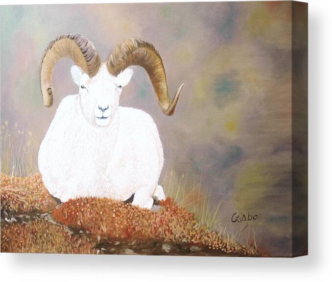 Sheep Canvas Print featuring the painting Hunter's dream by Jean Yves Crispo