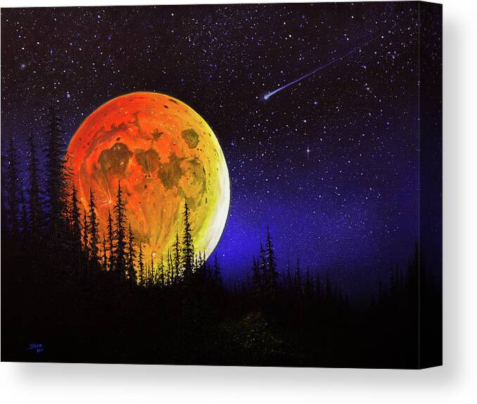 Full Moon Canvas Print featuring the painting Hunter's Harvest Moon by Chris Steele