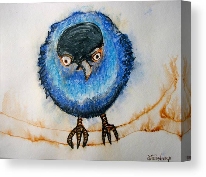 Birds Canvas Print featuring the painting I am not going to take it anymore. by Patricia Arroyo