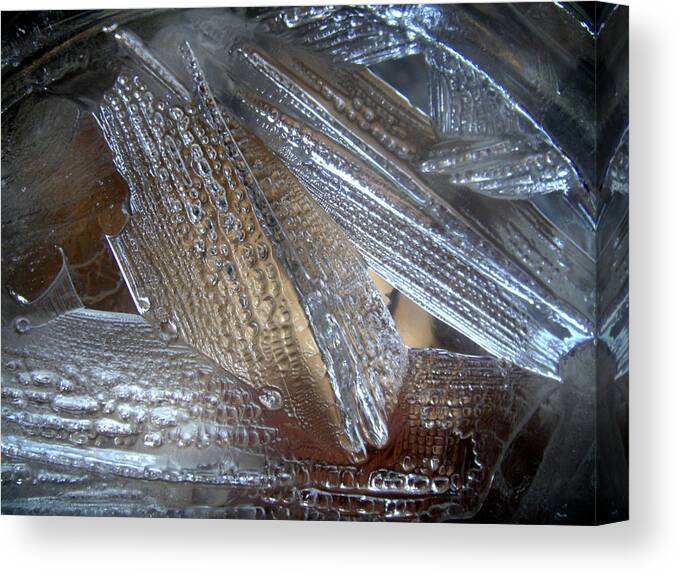 Abstract Canvas Print featuring the photograph Ice-cold evening. Abstract beauty by Sofia Goldberg