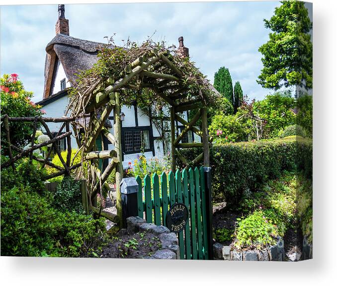 Alderley Canvas Print featuring the photograph Idyllic Holly Trees Cottage by Brenda Kean