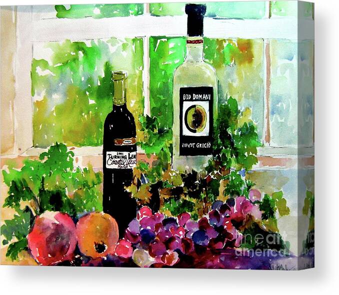 Wine Canvas Print featuring the painting In Good Company by Patsy Walton