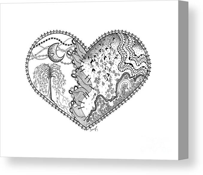 Broken Heart Canvas Print featuring the drawing Repaired Heart by Ana V Ramirez