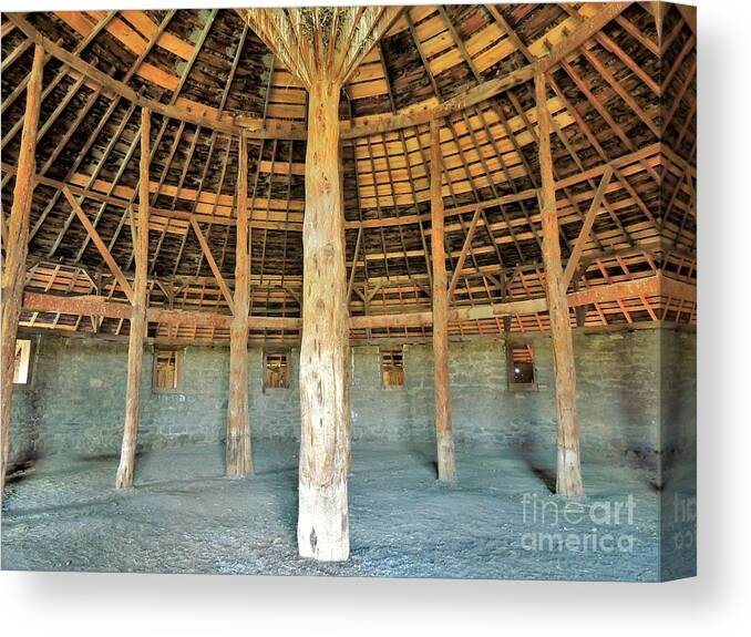 Peter French Round Barn Canvas Print featuring the photograph Interior Peter French Round Barn by Michele Penner