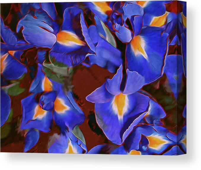 Flower Canvas Print featuring the digital art Iris Abandon 15 by Lynda Lehmann