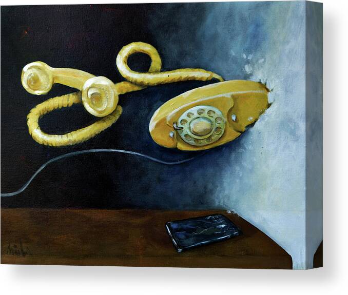 Princess Canvas Print featuring the painting It's Still Life with Technological Hang Ups by Pic Michel