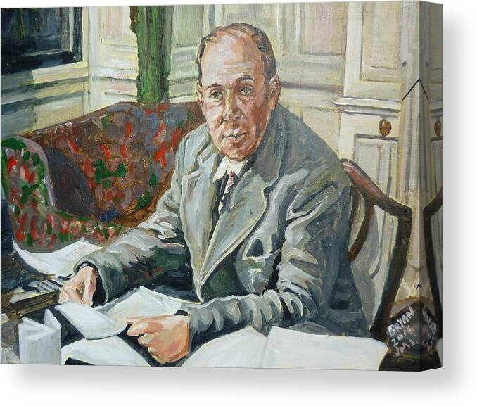 C S Lewis Canvas Print featuring the painting Jack C S Lewis by Bryan Bustard