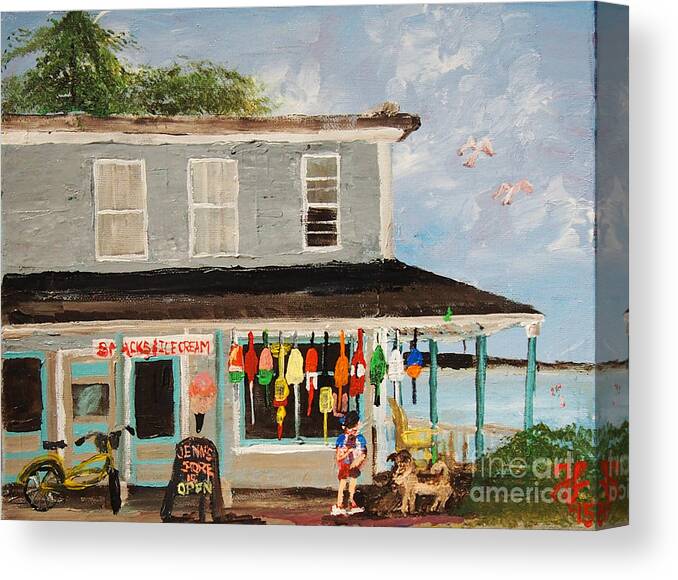 #americana #shopfronts Canvas Print featuring the painting Jenn's Store by Francois Lamothe