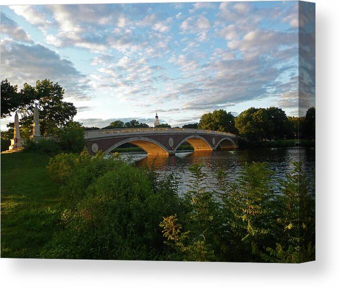Boston Canvas Print featuring the photograph John Weeks bridge in Harvard Square Cambridge by Toby McGuire