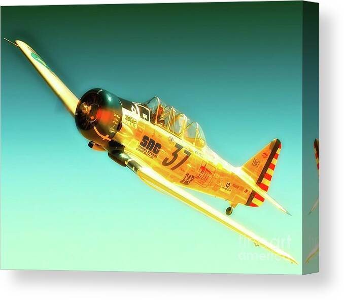 Airplane Canvas Print featuring the photograph John Zayac and T-6 Race 37 McDonald Racer by Gus McCrea