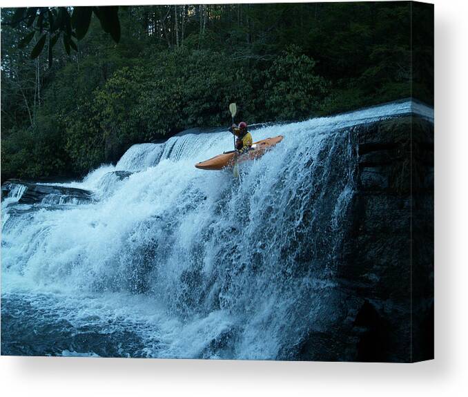 Kayak Canvas Print featuring the photograph Kayak Triple Falls by Steven Sloan