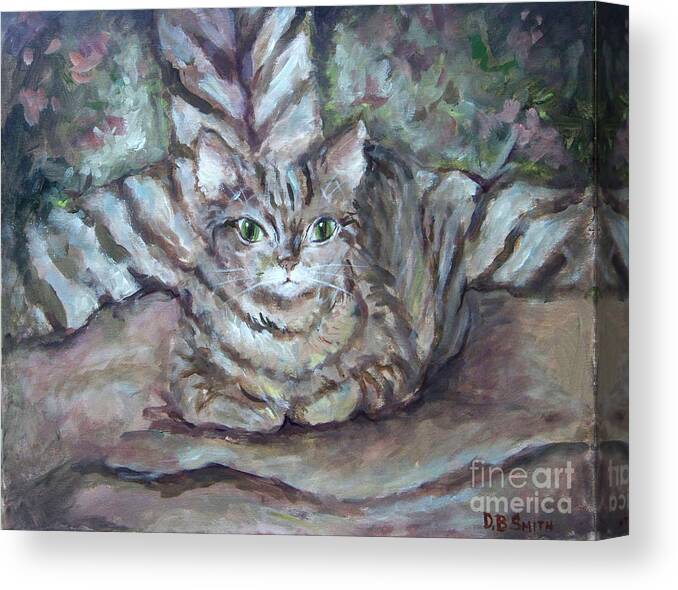 Kitty Canvas Print featuring the painting Kitty Camo by Deborah Smith