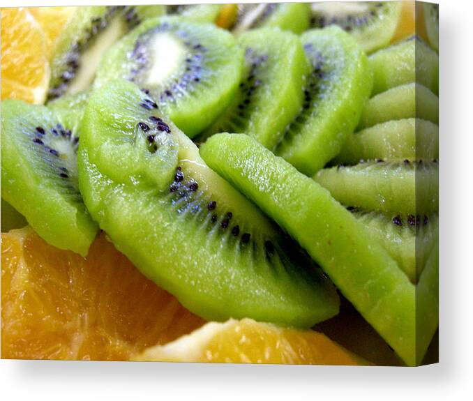 Kiwi Canvas Print featuring the photograph Kiwis and oranges by Jean Evans
