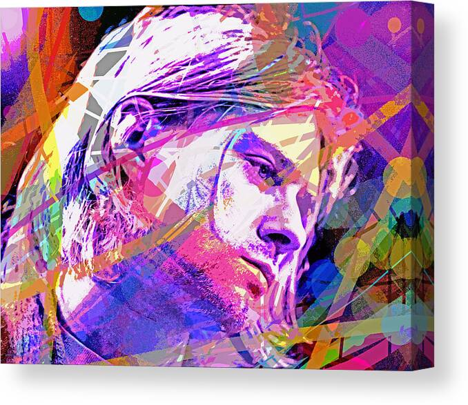 Rock Star Canvas Print featuring the painting Kurt Cobain 27 by David Lloyd Glover