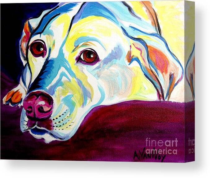 Dog Canvas Print featuring the painting Lab - Luna by Dawg Painter