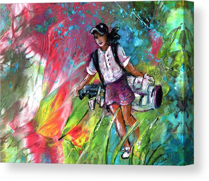 Sport Canvas Print featuring the painting Lady Golf 04 by Miki De Goodaboom