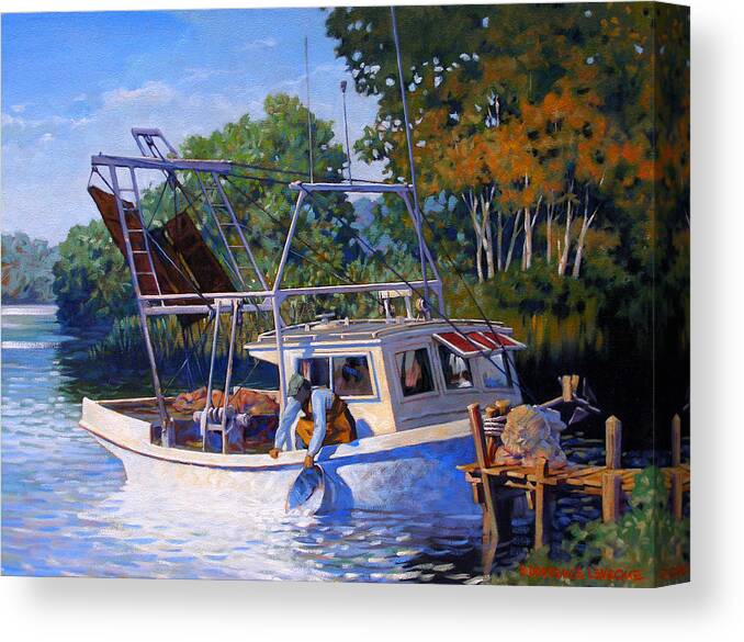 River Canvas Print featuring the painting Lafitte Skiff by Kevin Leveque