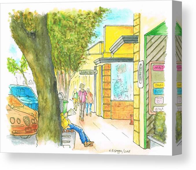 Watercolors Canvas Print featuring the painting Laguna-Beach-California-Street by Carlos G Groppa