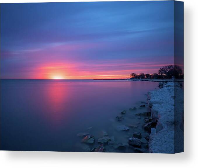 Illinois Canvas Print featuring the photograph Lake Michigan Sunrise by Brad Boland