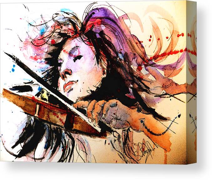 Violin Canvas Print featuring the painting Last few bars by Steven Ponsford
