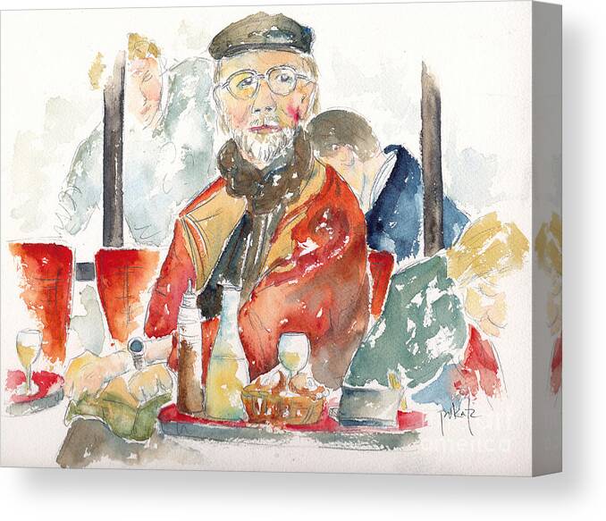 Impressionism Canvas Print featuring the painting Le Dejeuner Cafe Du Marche Rue Cler Paris by Pat Katz