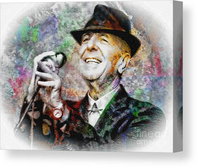 Leonard Cohen Canvas Print featuring the painting Leonard Cohen - Tribute Painting by Ian Gledhill