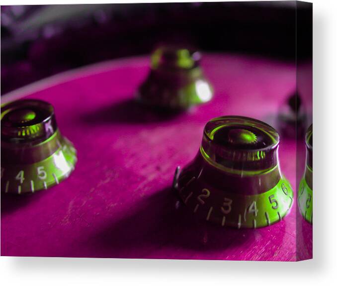 Guitar Canvas Print featuring the digital art Guitar Controls Series Pink and Green by Guitarwacky Fine Art