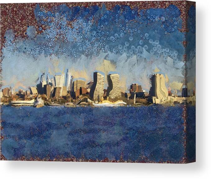 Building Canvas Print featuring the mixed media Less Wacky Philly Skyline by Trish Tritz