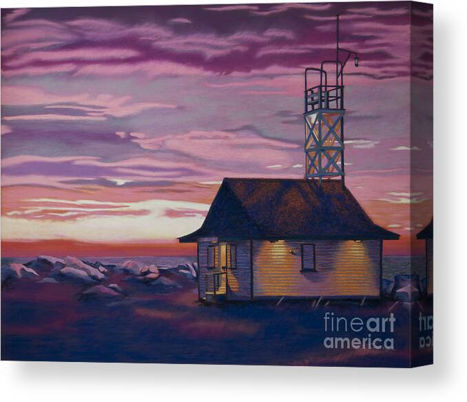 Canada Canvas Print featuring the pastel Leuty Life Guard House by Tracy L Teeter 