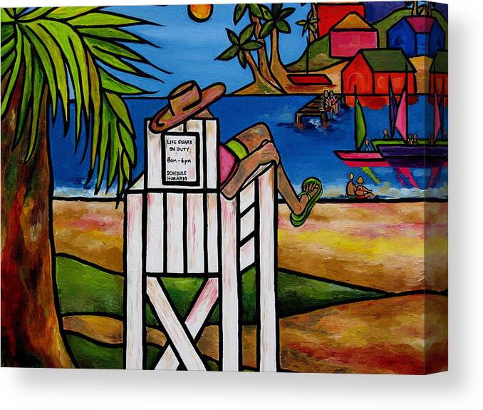 Life Guard Canvas Print featuring the painting Life Guard In Jamaica by Patti Schermerhorn