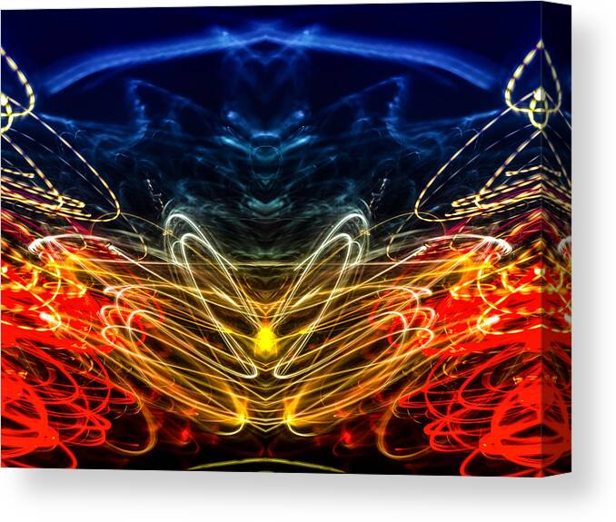 Pattern Canvas Print featuring the photograph Lightpainting Abstract Symmetry UFA Prints #1 by John Williams