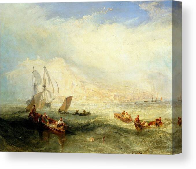 19th Century Art Canvas Print featuring the painting Line Fishing, Off Hastings by Joseph Mallord William Turner