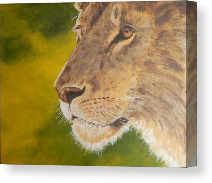 Lion Canvas Print featuring the painting Lion portrait by John Neeve