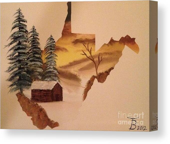 Original Canvas Print featuring the painting Little WV Cabin by Tim Blankenship