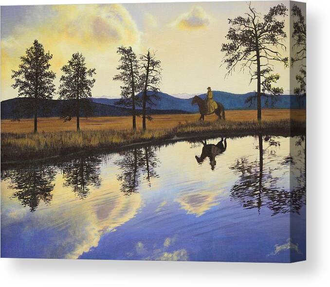 Horse Canvas Print featuring the painting Lonesome Cowboy by Sabina Bonifazi