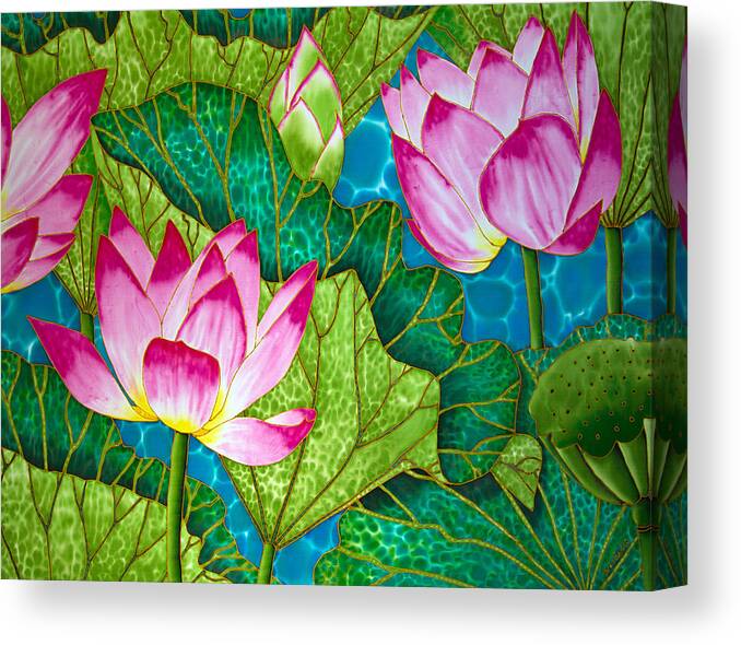 Waterlily Canvas Print featuring the painting Lotus Pond by Daniel Jean-Baptiste