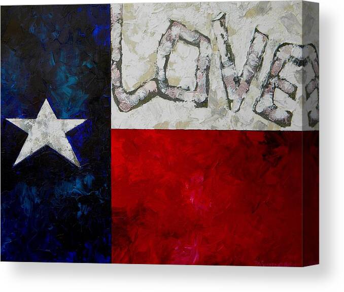 Texas Canvas Print featuring the painting Love For Texas by Patti Schermerhorn