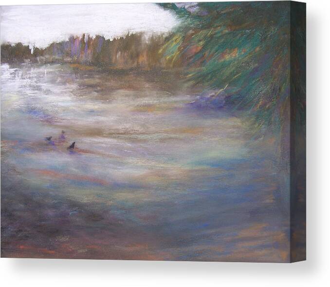 Bay Canvas Print featuring the painting Low Tide - Near Esturary by Jackie Bush-Turner