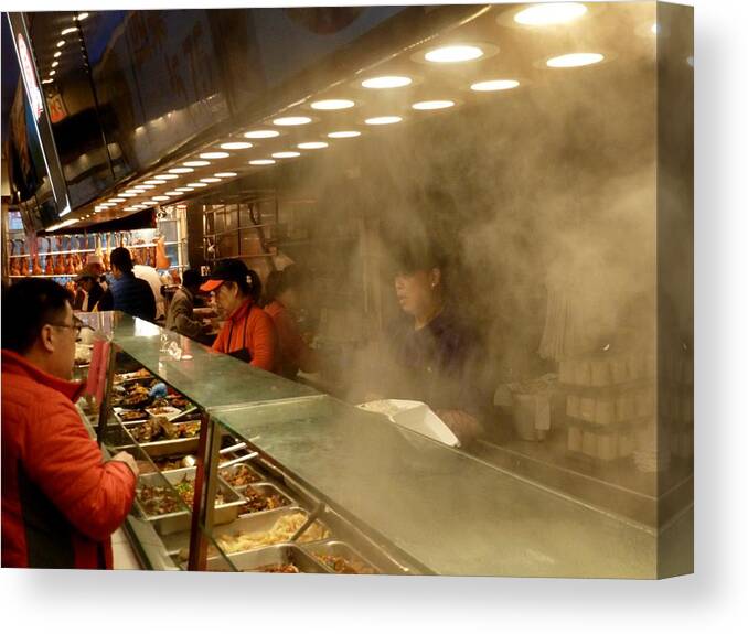  Canvas Print featuring the photograph Lunch Counter in Flushing by Steve Breslow