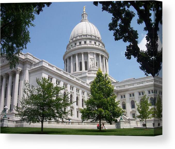 Madison Canvas Print featuring the photograph Madison WI State Capitol by Anita Burgermeister