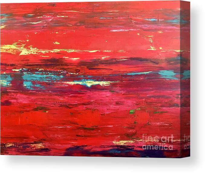Abstract Canvas Print featuring the painting Magenta Sunset by Sherry Harradence