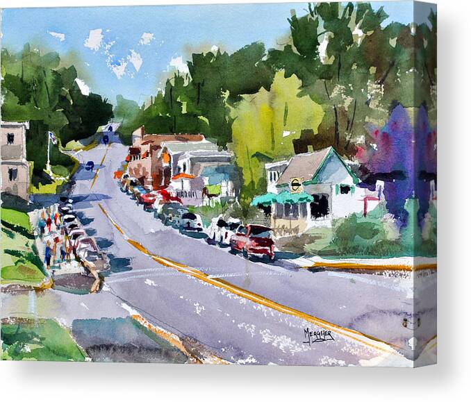 Door County Canvas Print featuring the painting Main Street Sister Bay Wisconsin by Spencer Meagher